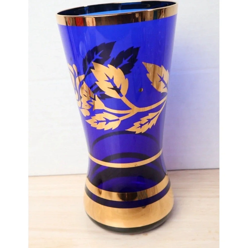 VTG Cobalt Blue & Gold Borske Sklo Union 8